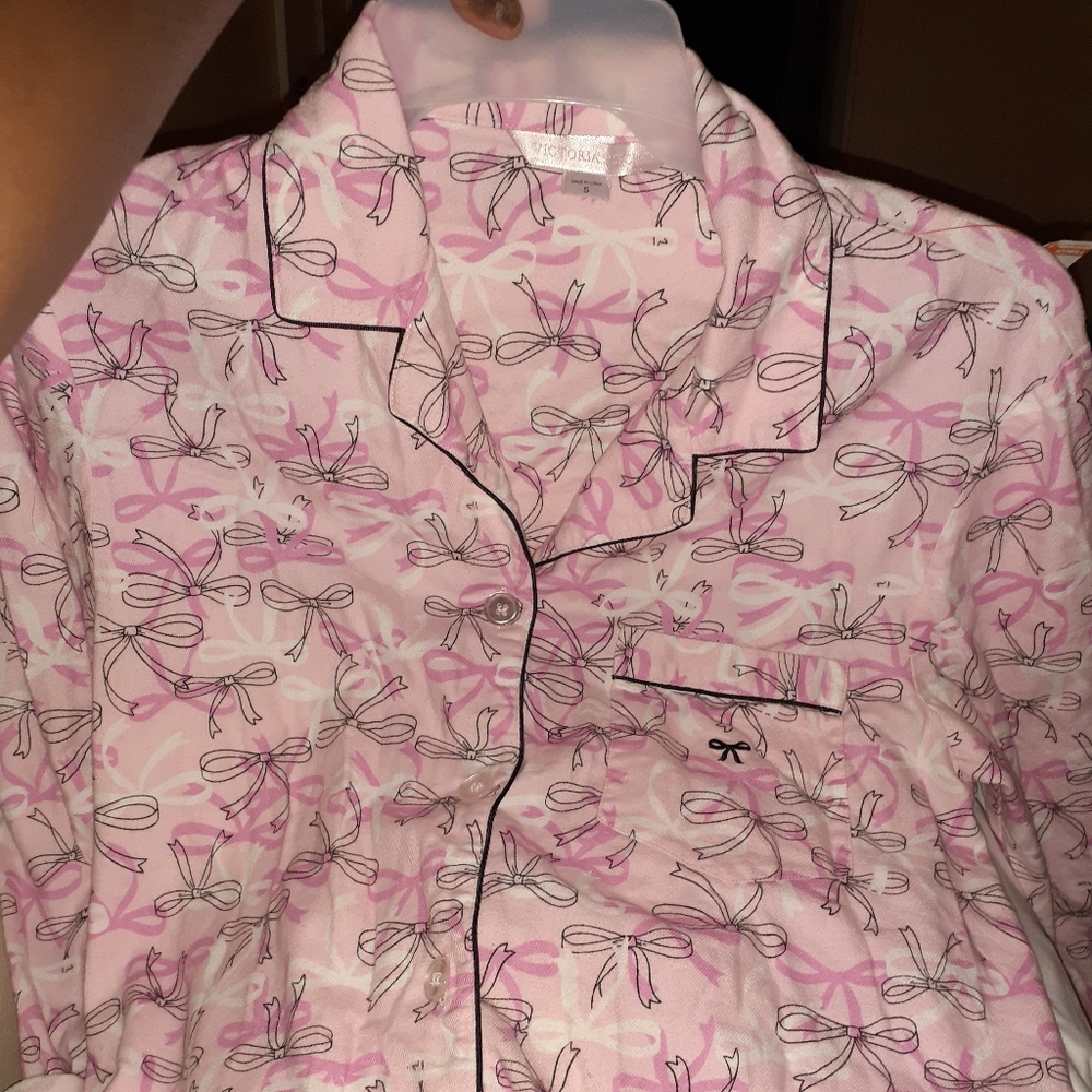 Victoria's Secret Small Bow Tie Cotton Pajama Top
